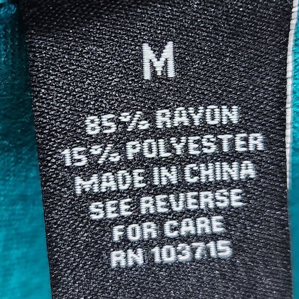 Sharagano Top Sweater Size Medium Teal Color With Curved Black Lines - Picture 7 of 8